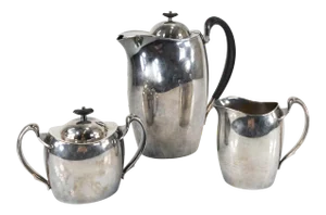 Vintage Mid-Century Modernist Silver Plate Tea or Coffee Set - 3 Pieces
