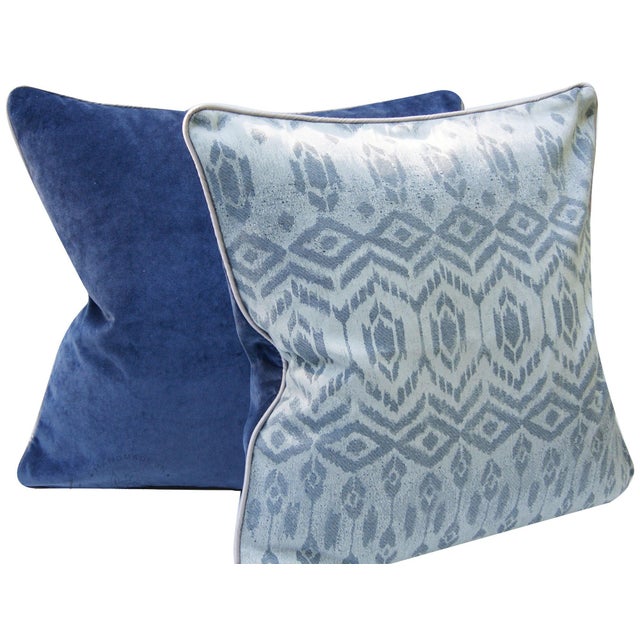 Ikat Woven Indigo Pillow Covers a Pair, 22x22" Chairish