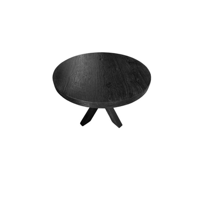 Black Sculptural Solid Teak Wood Dining Table With Expressive Grain, Burnt Finish For Sale - Image 8 of 10