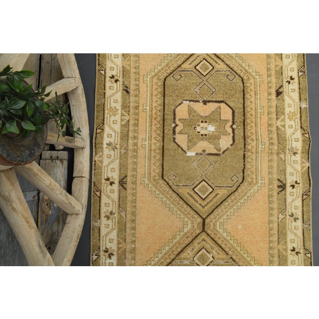 Orange 1970s Turkish Oushak Handmade Wool Cotton Orange Runner For Sale - Image 8 of 11