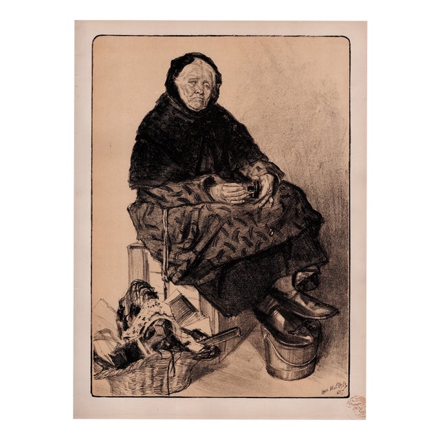 Louis Malteste, Marchande de Lacets, 1897, Lithograph on Paper For Sale