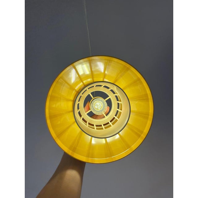 Cream Model 854 Pendant Lamp in Yellow Plastic from Lyskær Belysning For Sale - Image 8 of 11
