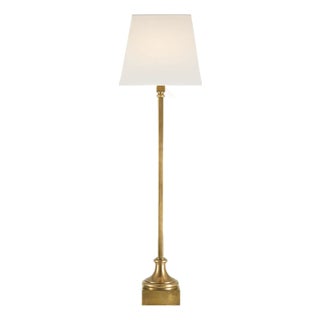 Chapman & Myers by Visual Comfort Signature Cawdor Buffet Lamp in Antique-Burnished Brass with Linen Shade For Sale
