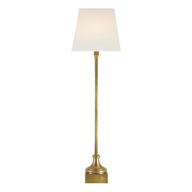 Chapman & Myers by Visual Comfort Signature Cawdor Buffet Lamp in Antique-Burnished Brass with Linen Shade For Sale