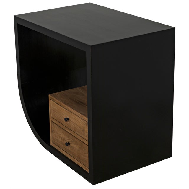 Noir NOIR Burton Left Facing Side Table in Hand Rubbed Black and Teak For Sale - Image 4 of 11