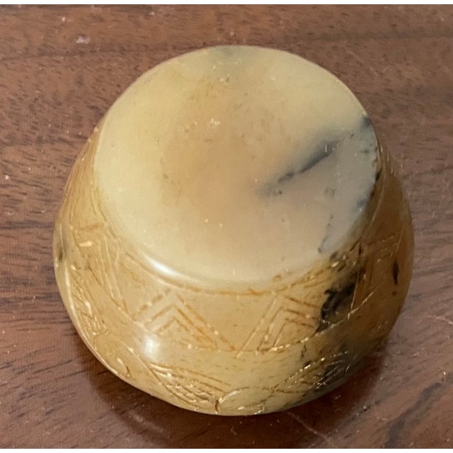 Antique 19th Century Chinese Carved Mottled Brown Jade Scholar's Desk Object - Small Vase or Pot For Sale - Image 14 of 17