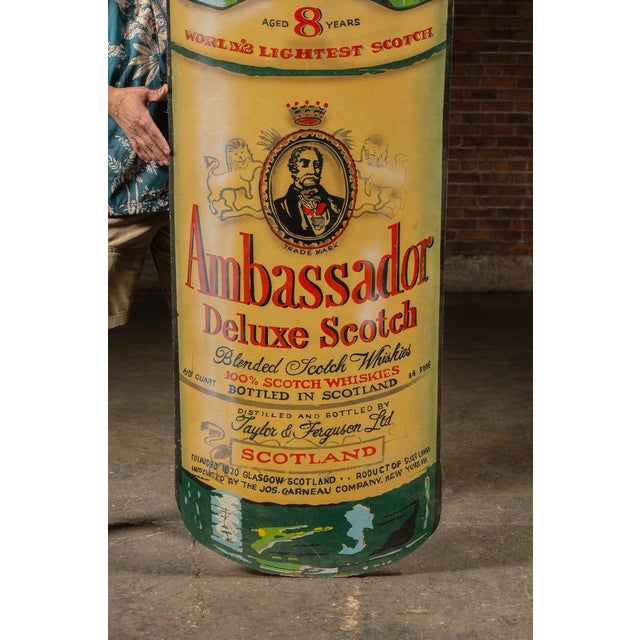 Mid 20th Century Vintage Oversize Ambassador Scotch Masonite Figural Bottle Sign For Sale - Image 5 of 6