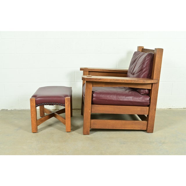 Stickley Mission Oak Arts & Crafts Eastwood Lounge Chair With Ottoman For Sale - Image 11 of 16