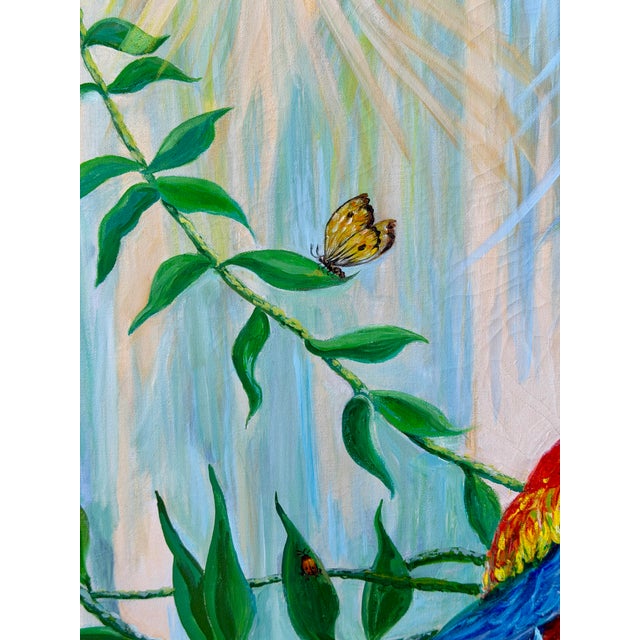 Monumental Vintage Tropical Macaw Oil Painting Attributed to the Lee Reynolds Vanguard Studios For Sale In Naples, FL - Image 6 of 12