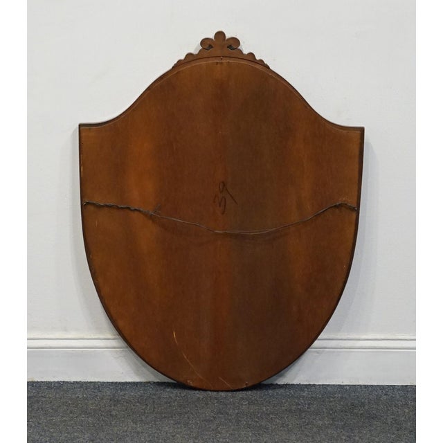 Mid 20th Century Vintage Antique Solid Mahogany Traditional Sheraton Duncan Phyfe Style 28" Shield Mirror For Sale - Image 5 of 6