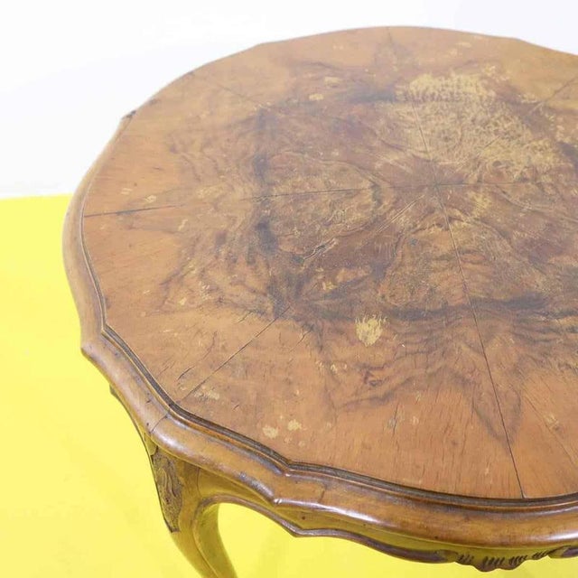 Louis XV Style Walnut Table with Burl Top For Sale - Image 3 of 8