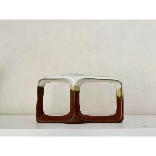 Mid-century, Scandinavian-style, ceramic glazed stem vase, circa 1960's -70's. The vase features a very cool, sleek,...