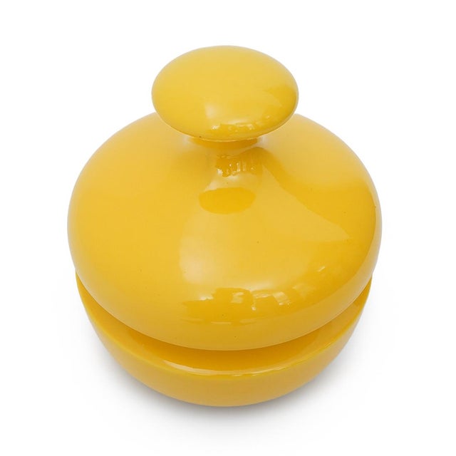 Mid-Century Modern Yellow Ceramic Vase with Lid by Enzo Bioli for Il Picchio, 1970s For Sale - Image 3 of 12