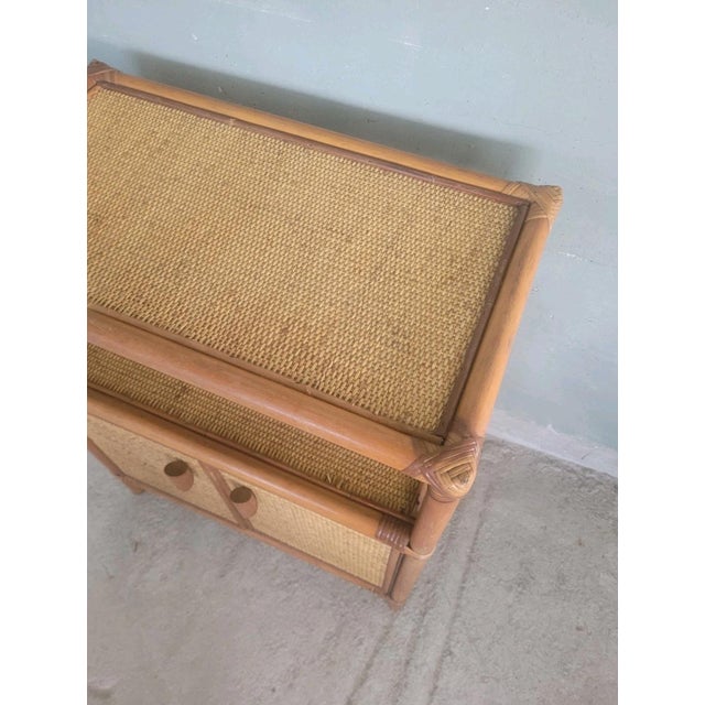 1970s Rattan and Bamboo 2-Door Sideboard, 1970s For Sale - Image 5 of 9