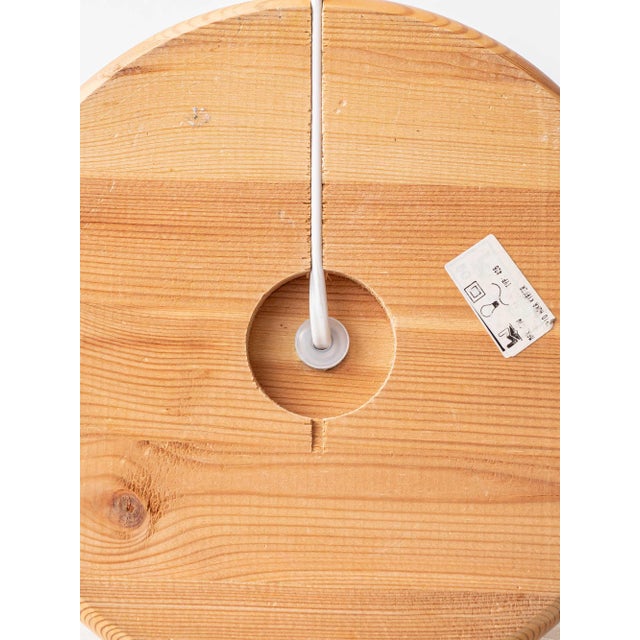 Large Scandinavian Pine Table Lamp with Fabric Dome Shade, 1960s For Sale - Image 13 of 14