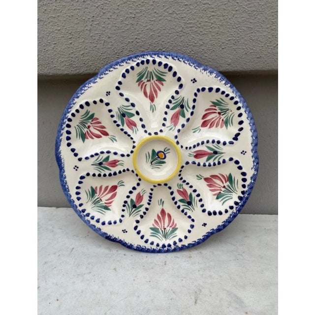 Henriot Quimper Mid-Century French Faience Oyster Plate Quimper For Sale - Image 4 of 4