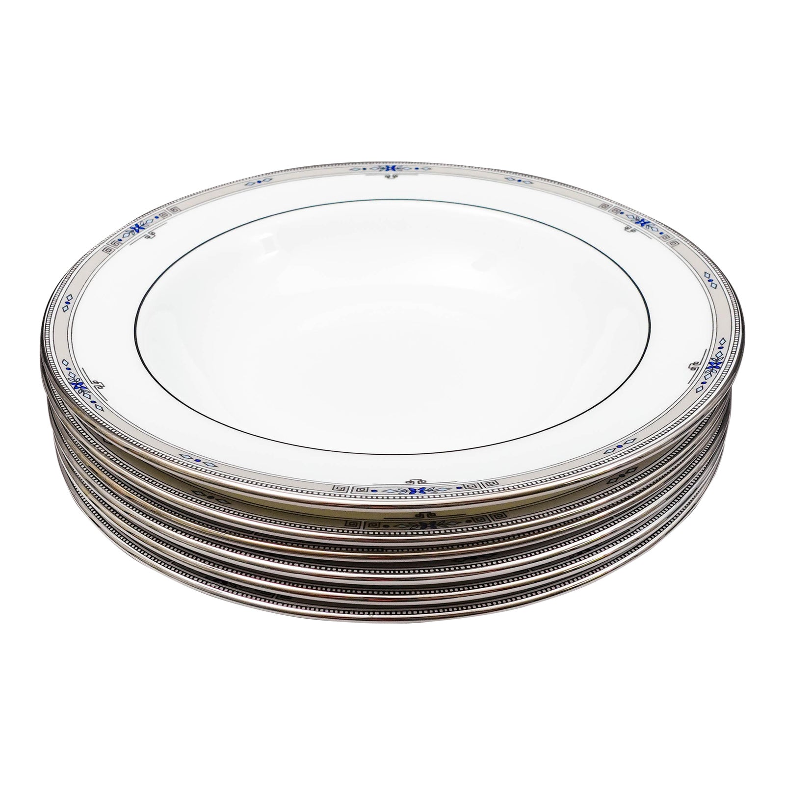 Late 20th Century Wedgwood England Amherst Platinum Bone China Rimmed