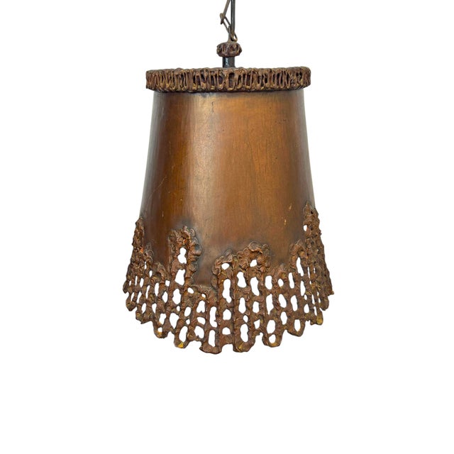 Brown Brutalist Handcrafted Copper Pendant Lamp in Tom Greene, 1960s For Sale - Image 8 of 18