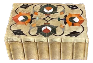 1950s Anglo Raj Pietra Dura Marble Inlay Trinket Box