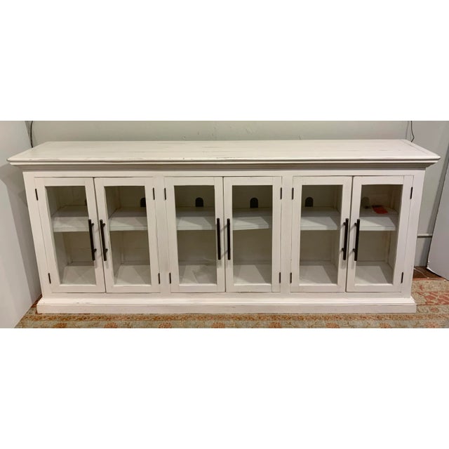 2020s Organic Aged White Finished Wood and Glass Sideboard For Sale - Image 5 of 8