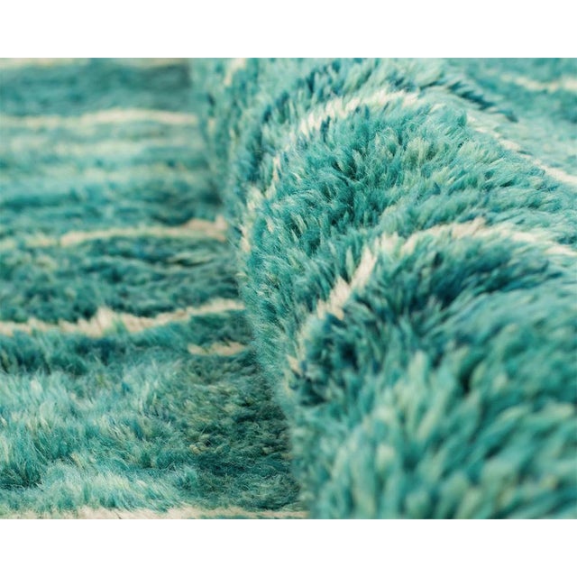 Contemporary Ombre Striped Hand-Knotted Moroccan Wool Rug | 10'1" X 6'7" | One of a Kind For Sale - Image 3 of 8