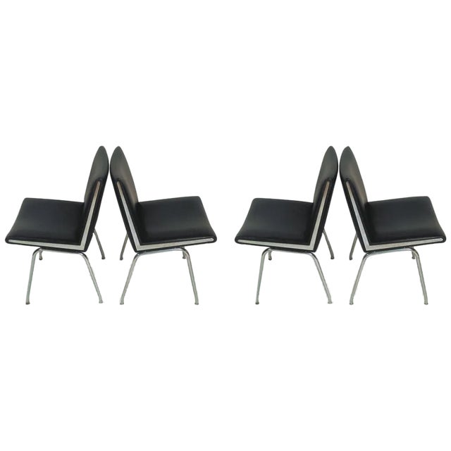 Airport Chairs in Black by Hans J. Wegner for A.P. Stolen, 1960s, Set of 4 For Sale
