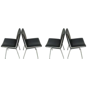 Airport Chairs in Black by Hans J. Wegner for A.P. Stolen, 1960s, Set of 4