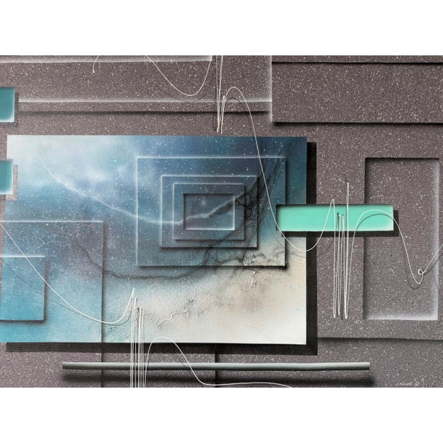 1980s Josef Kugler Abstract Geometric Acrylic on Canvas Painting For Sale - Image 9 of 12
