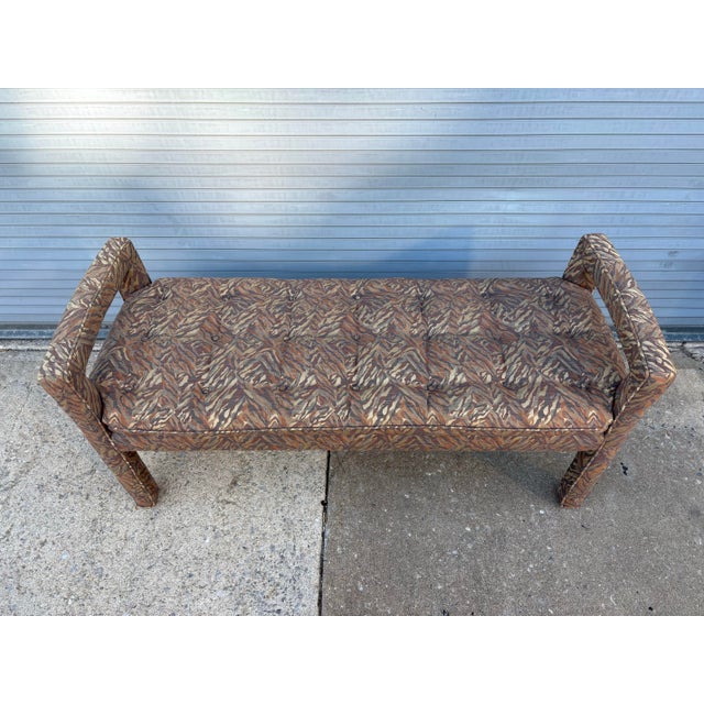 1990's Upholstered Patterned Fabric Bench For Sale In Philadelphia - Image 6 of 10