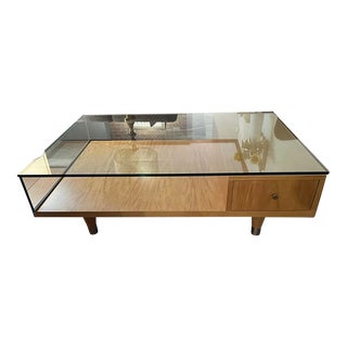 1990s Vintage Ethan Allen Radius 2-Drawer Coffee Table Model 12-8410 For Sale