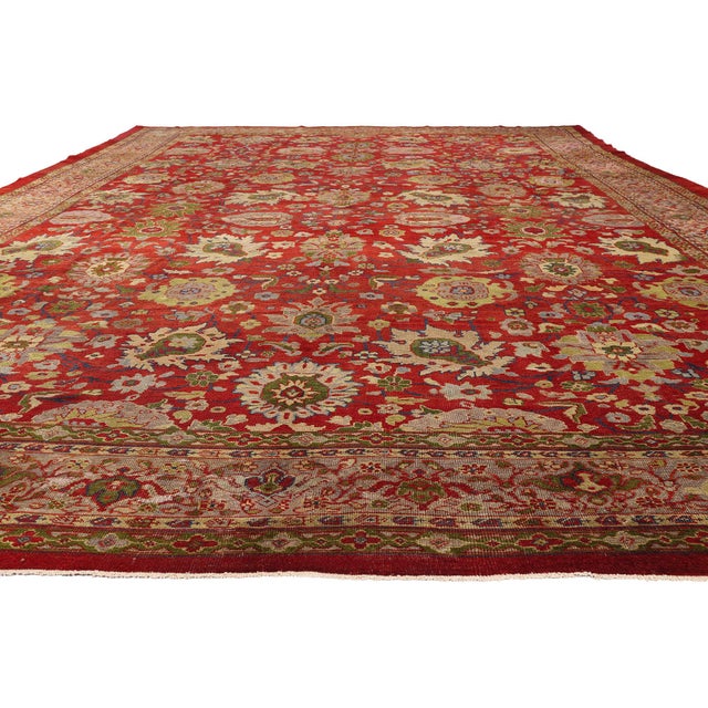 Jacobean Late 19th Century Persian Sultanabad Rug, 12'03 X 18'11 For Sale - Image 3 of 9