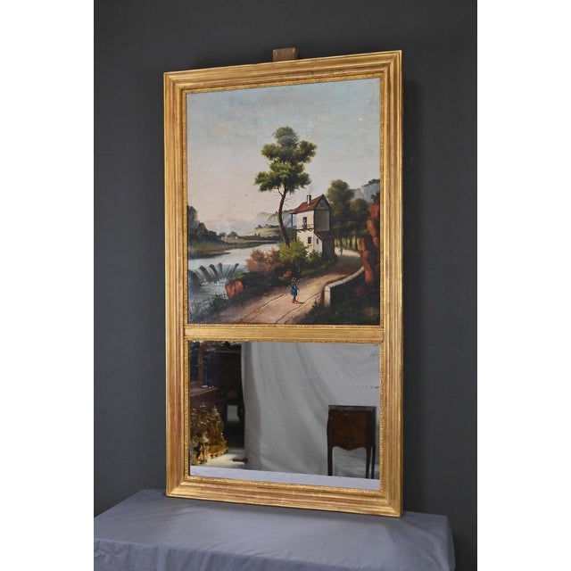 Louis XVI Style Giltwood Trumeau Mirror, 1900s For Sale - Image 4 of 18