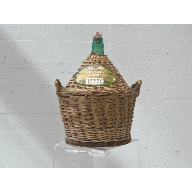 Brown Mid-Century Italian Glass Balloon Bottle in Wickerwork, 1960s For Sale - Image 8 of 14