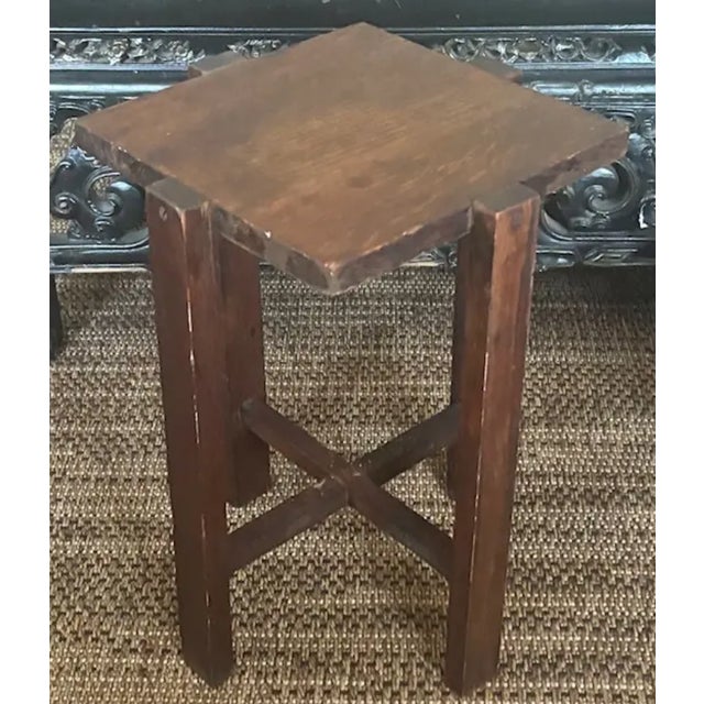 Antique Arts and Crafts 4 Legs Side Table, Plant Stand For Sale - Image 9 of 10