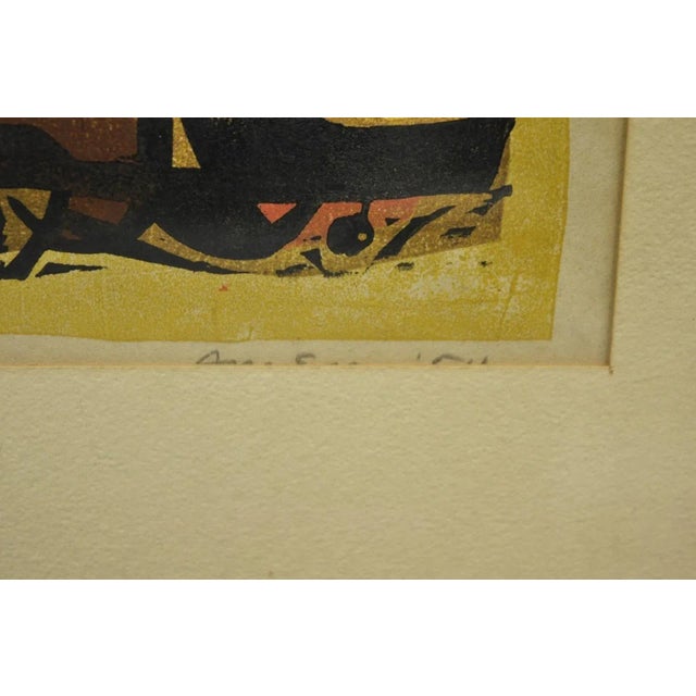 Brown Vintage Irving Amen "Eve of the Sabbath" Woodblock Print Judaica Art, Signed For Sale - Image 8 of 11