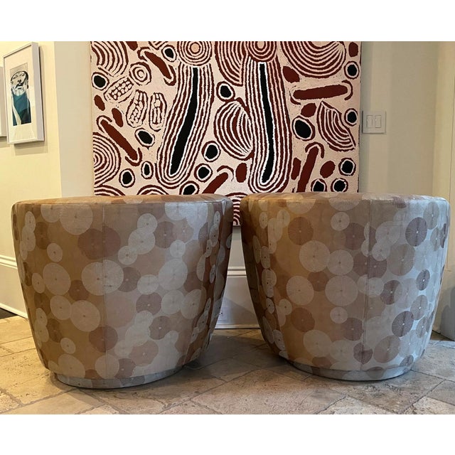 Pair Nautilus Swivel Club Chairs attributed to Directional For Sale - Image 13 of 16