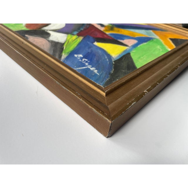 1960s Colorful Abstract on Canvas by Dr. Bella Singer - For Sale In Monterey, CA - Image 6 of 7