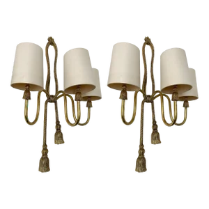 1980s Gilt Bronze and Brass Knot Sconces by Valenti, Spain - a Pair