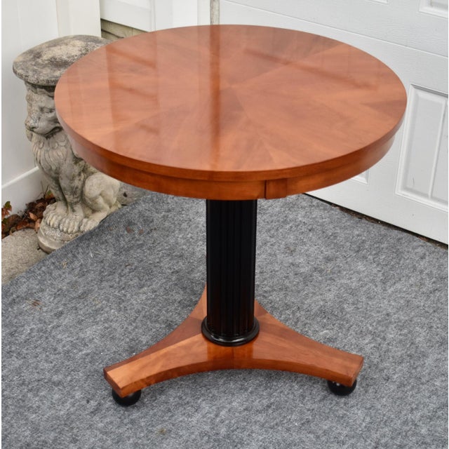 Biedermeier Ethan Allen Black Cherry Round Pedestal Accent Table Biedermeier Empire Style For Sale - Image 3 of 16