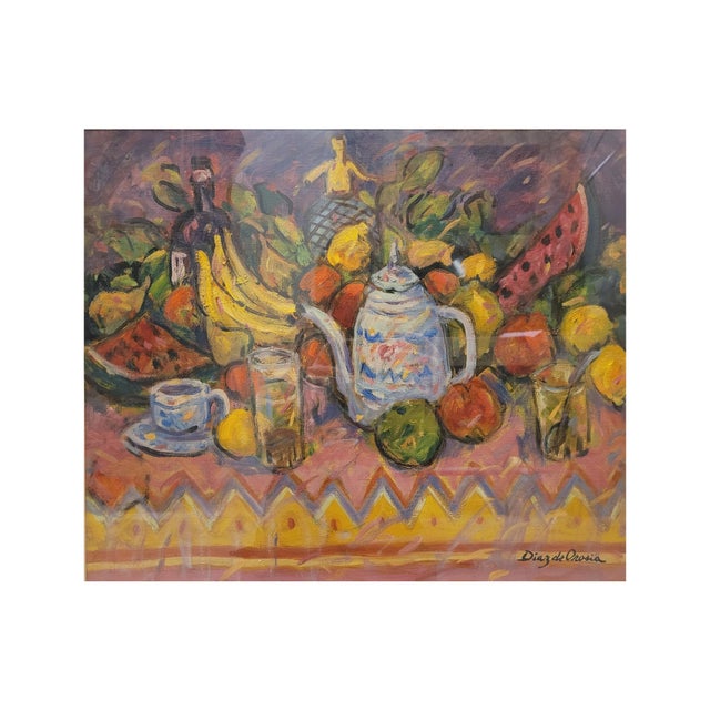 Roberto Díaz de Orosia, Bodegón con frutas, 1960s, Oil on Canvas For Sale - Image 9 of 18
