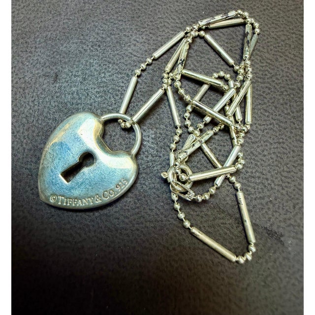 Tiffany & Co. Sterling Silver Heart Lock Tag Charm Necklace For Sale In New York - Image 6 of 8