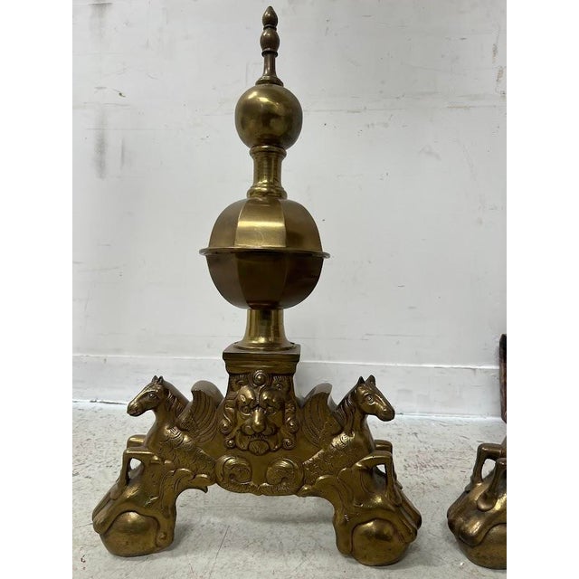 Brass Log Andirons, Set of 2 For Sale - Image 14 of 16