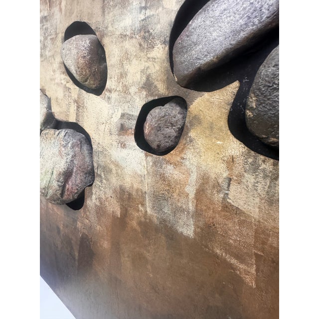 Vintage Organic Painted Wall Sculpture With Emerging Rocks For Sale - Image 12 of 12