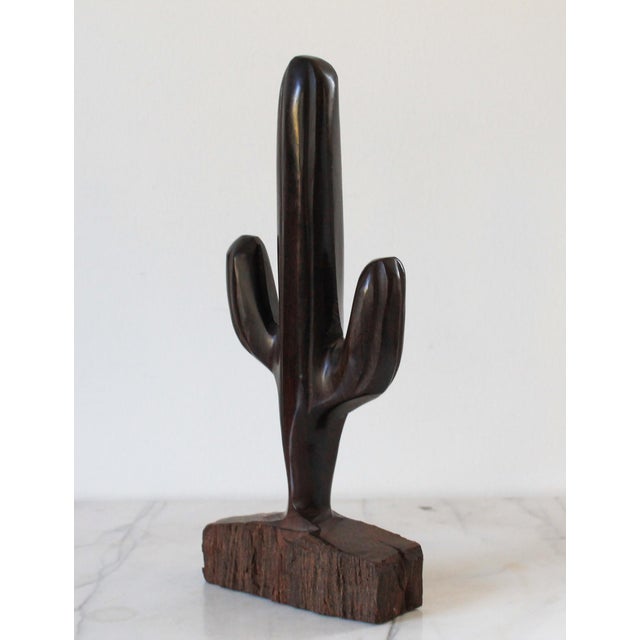 Figurative Vintage Hand Carved Ironwood Cactus Sculpture For Sale - Image 3 of 10