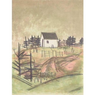 Anelise Søndergaard, White House on a Hilltop, 1970s, Colour Lithograph on Paper For Sale