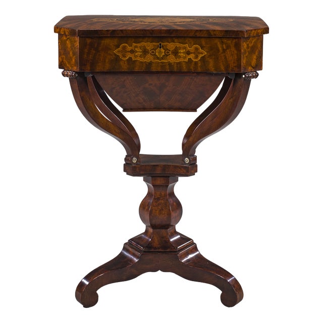 Biedermeier Sewing Worktable in Mahogany, 1850 For Sale