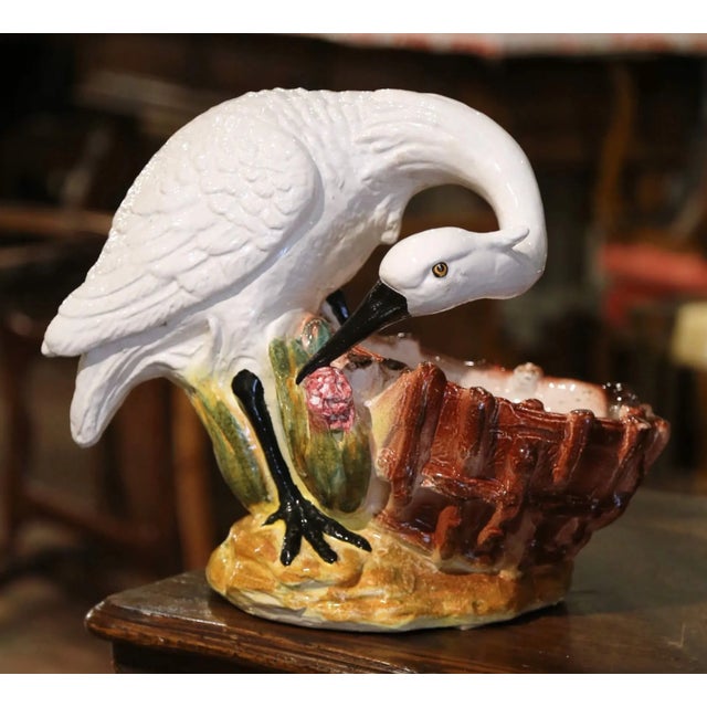 Bring a touch of whimsical Italian charm to a tabletop or garden room with this colorful vintage majolica planter...