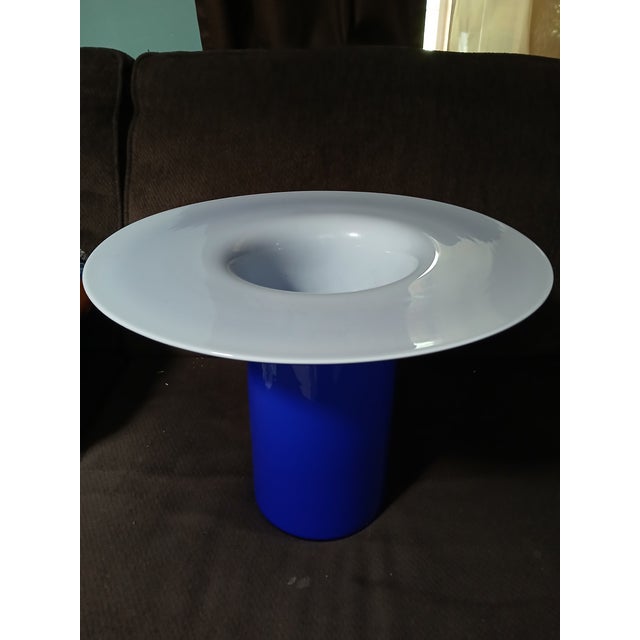 C. 1960 Blue Glass Lattimo Sun Pendant Lamp Shade by Alessandro Pianon for Vistosi For Sale - Image 15 of 18