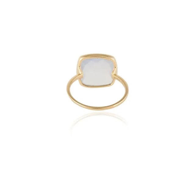 Gold 4.28 Ctw Bezel Set Chalcedony Gemstone Rings in 14k Solid Yellow Gold Size 6.5 For Sale - Image 8 of 8