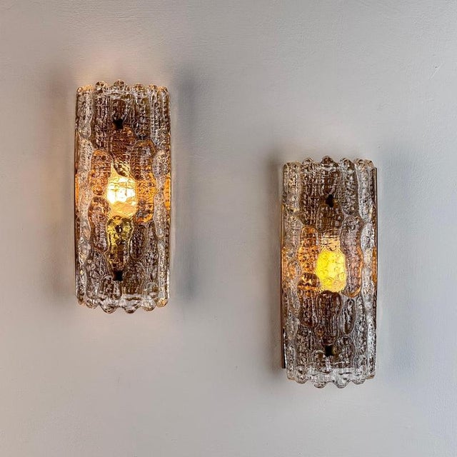 Orrefors Glass and Brass Wall Lights attributed to Carl Fagerlund for Orrefors, 1970s, Set of 2 For Sale - Image 4 of 18